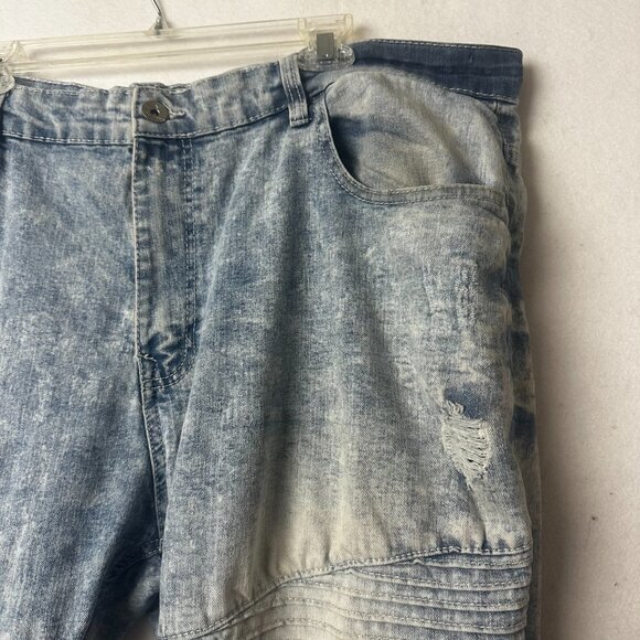 Southpole Men's 44x33‎ Moto Hip Hop Stretch Denim Acid Wash Distressed Jeans - Picture 3 of 5